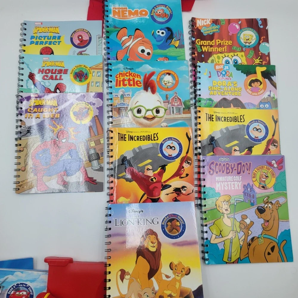 Story Reader Book System Bundle 10 Books Cartridges Backpack Disney Marvel Nick